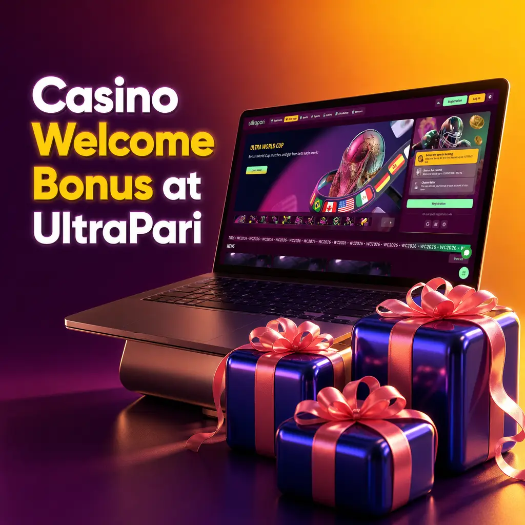 UltraPari casino welcome bonus offering 100% deposit match up to 100 EUR for new players with 30x wagering requirement