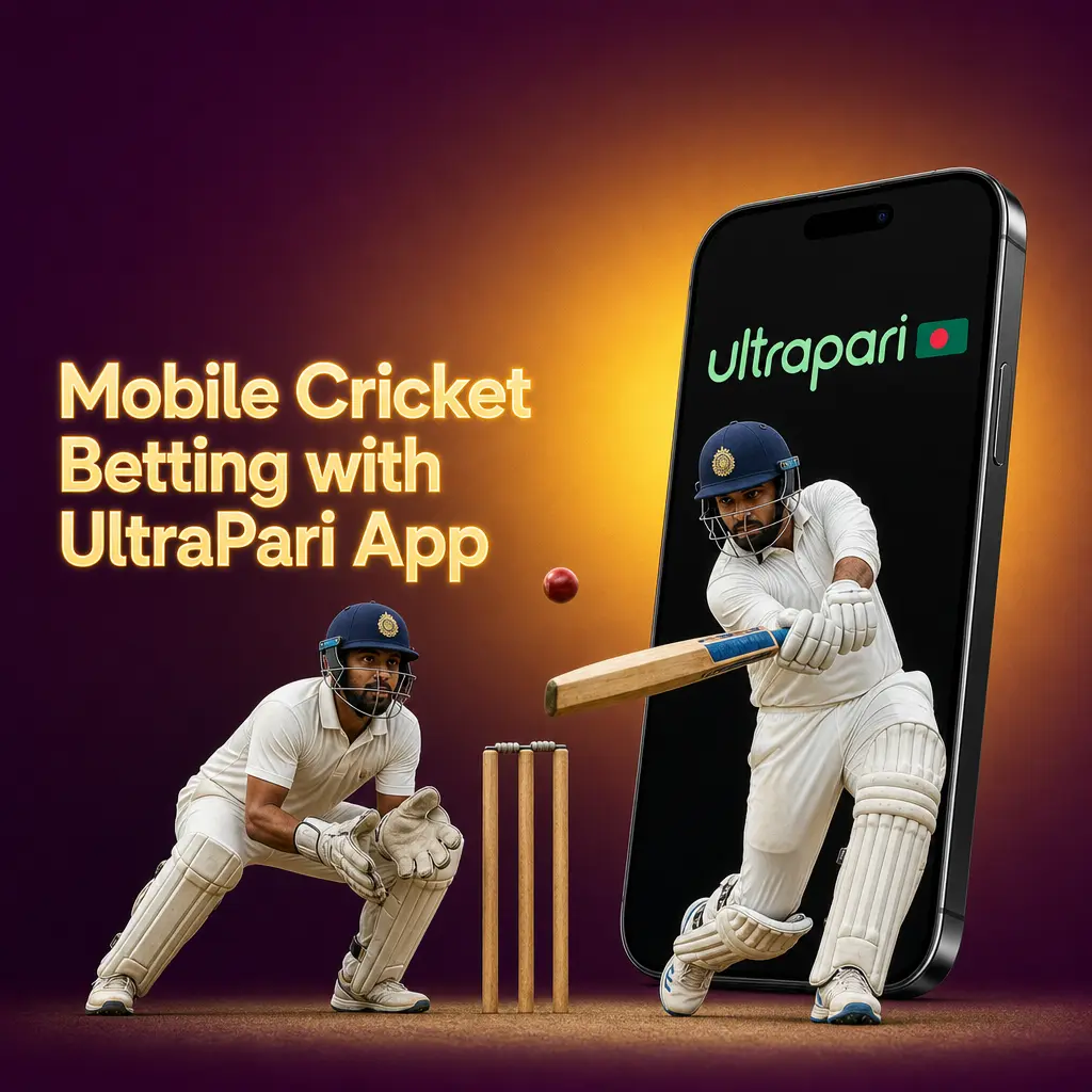 UltraPari mobile app interface showing cricket betting options on Android and iOS smartphones