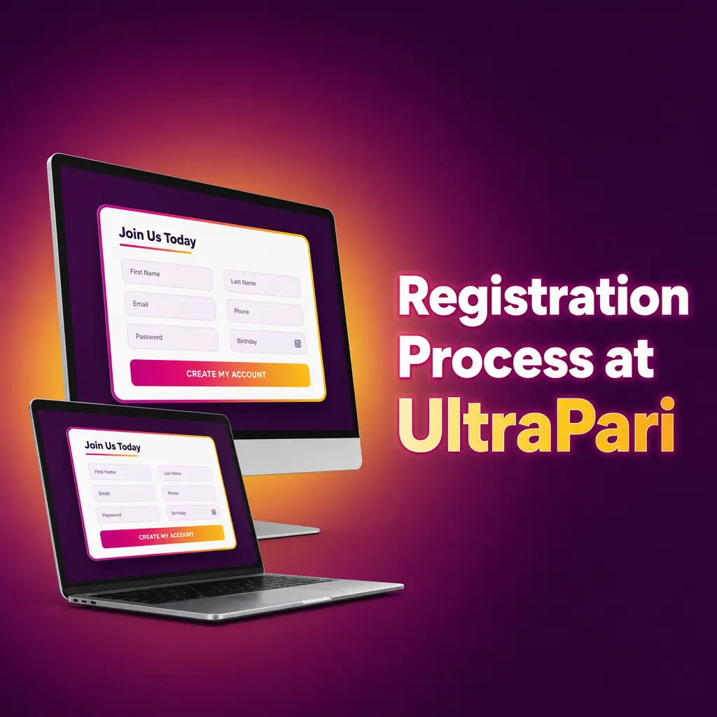 UltraPari registration form for creating one betting, casino, deposit, withdrawal, and bonus account