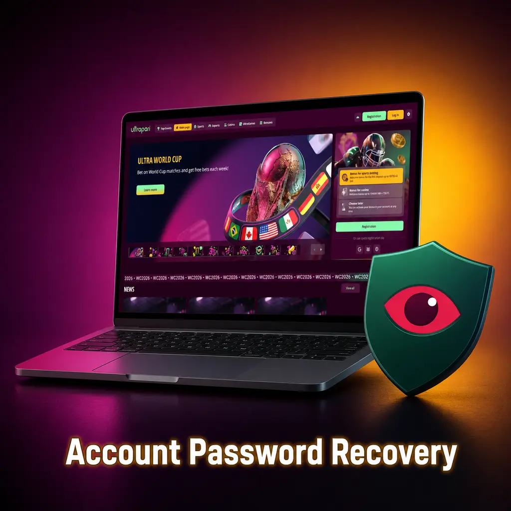 UltraPari account password recovery steps showing forgot password link, email reset process, and new password creation guide