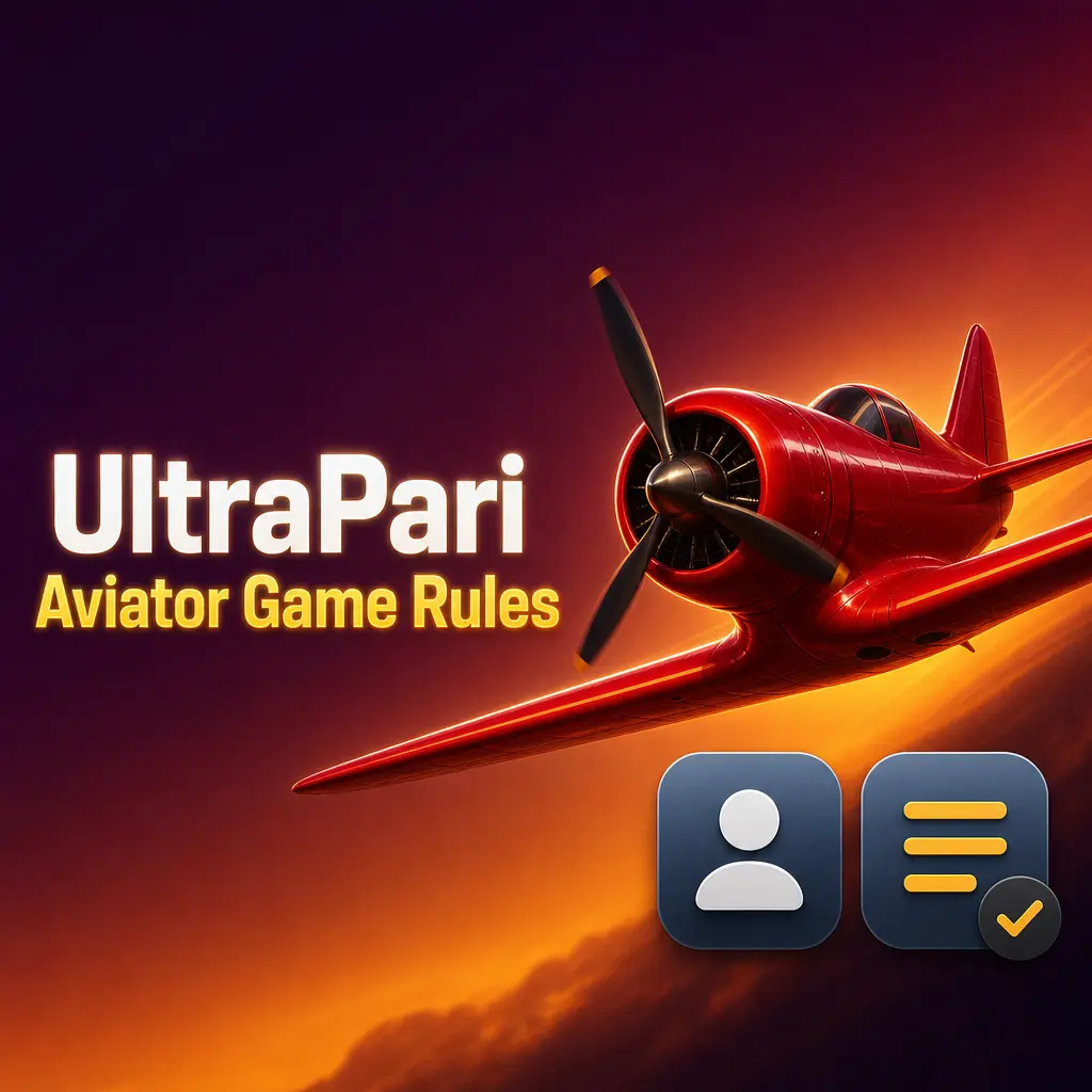 UltraPari Aviator game rules showing multiplier climb, cash-out options, and provably fair round mechanics by Spribe