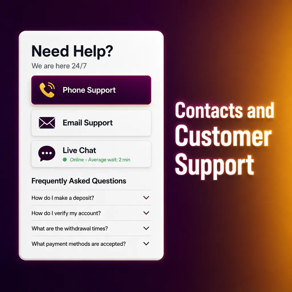 UltraPari customer support contacts for live chat, account help, payments, verification, and responsible gaming