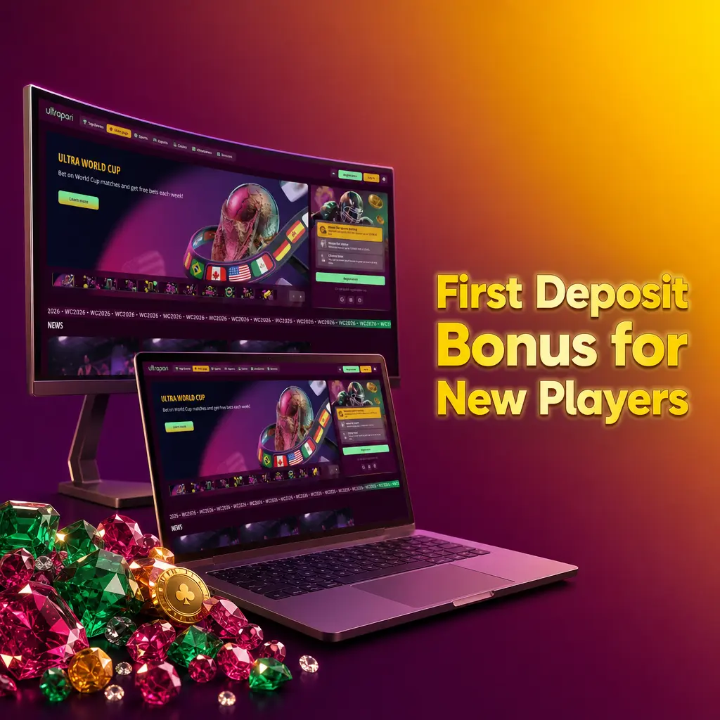 UltraPari 100% first deposit bonus up to 100 EUR for new players, valid for casino and sports betting with 200 BDT minimum deposit