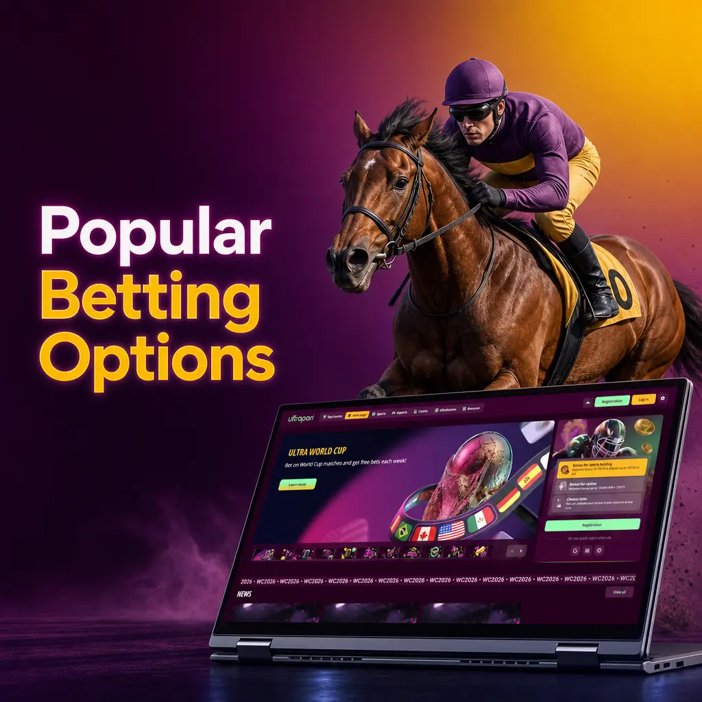 UltraPari betting options for pre-match odds, live odds, and multi-event bet slips