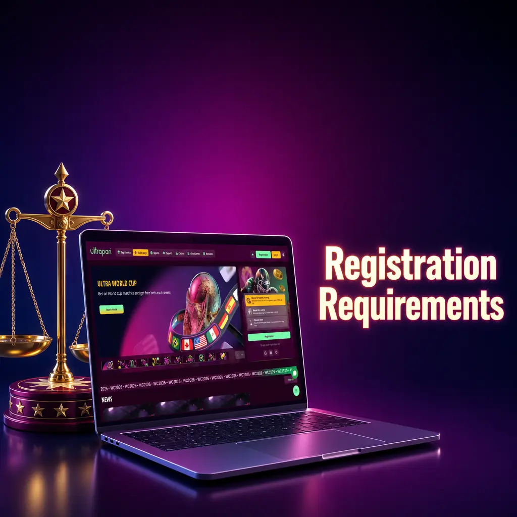 UltraPari sign up registration requirements showing age verification, KYC documents, and single account policy rules
