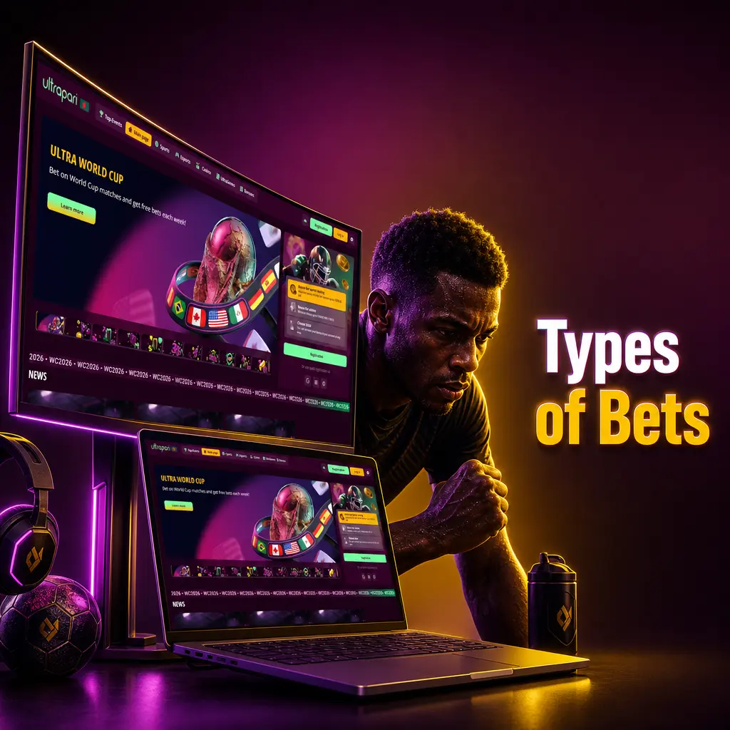 UltraPari bet slip formats showing Single, System, and Express sportsbook bets