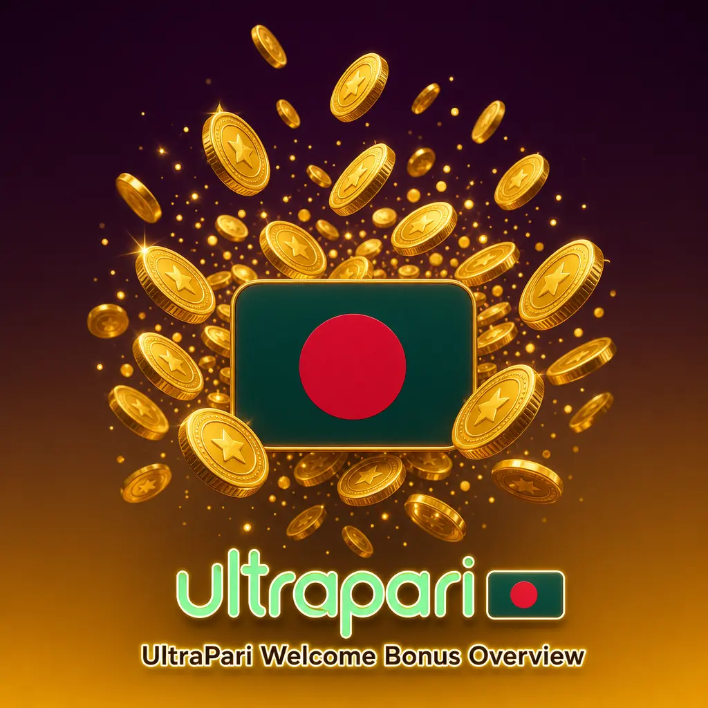 UltraPari welcome bonus table showing 100% match up to 100 EUR for casino and sports betting with wagering requirements